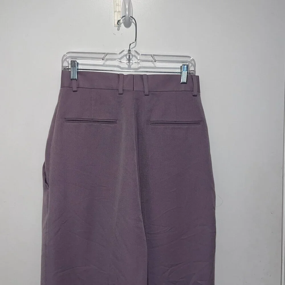Asos Design Purple High-Waisted Pleated Lightweight Women's Trousers Pant Size 3